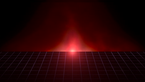 neon retro grid with red star in dark space