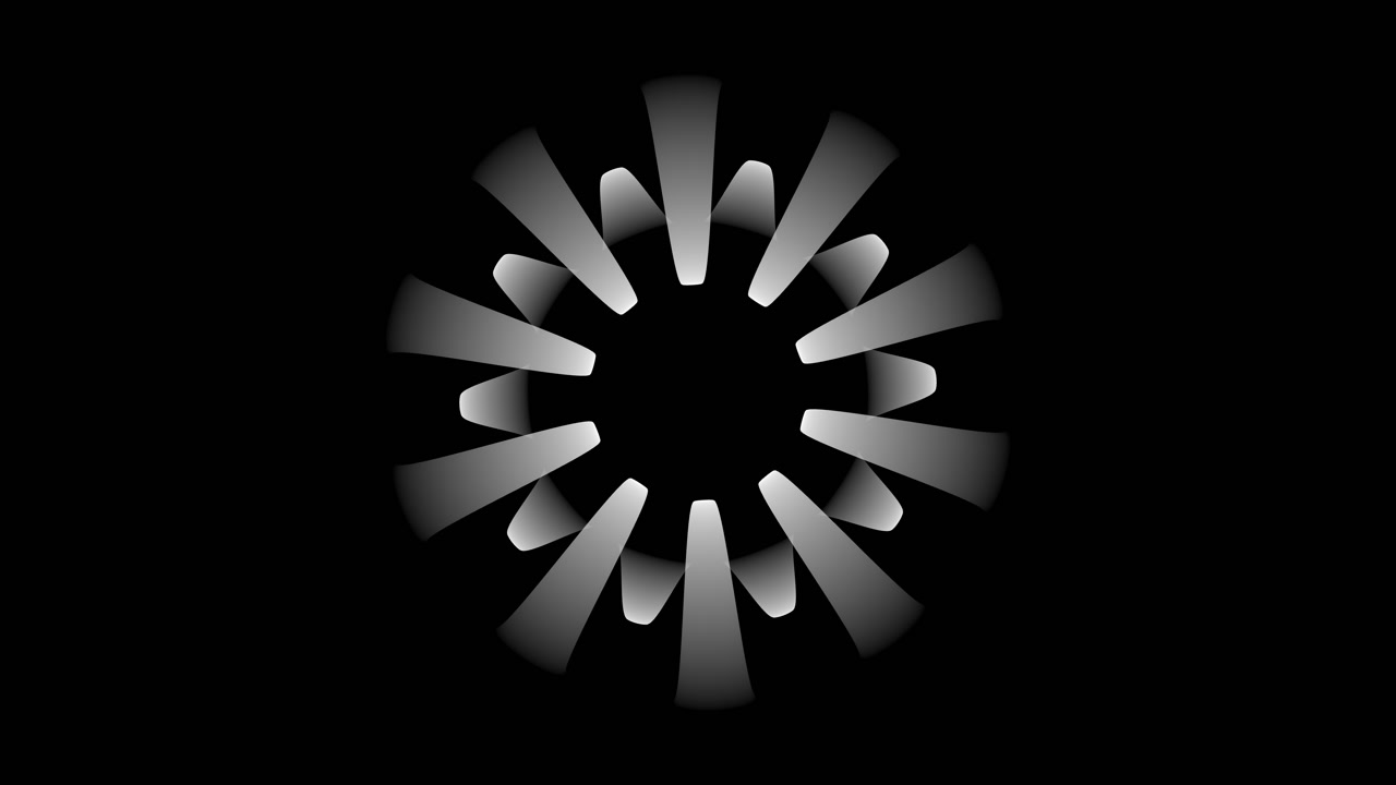 A rotating, gear-like radial graphic with smooth gradients suggesting mechanical precision. Excellent for industrial design showcases, advanced optics visuals, or mechanical UI elements.