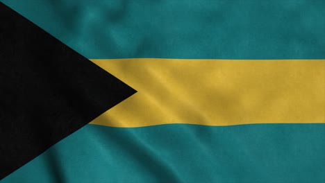 bahamas national flag waving with fabric texture fluttering in wind in a seamless loop in slow motion