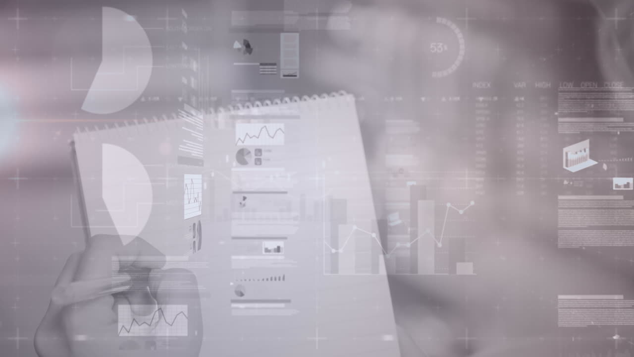 animación del procesamiento de datos sobre la escritura de la persona