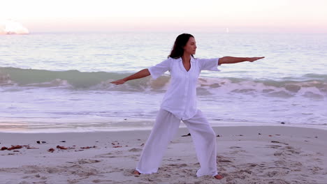 Woman-practicing-yoga-and-stretching-