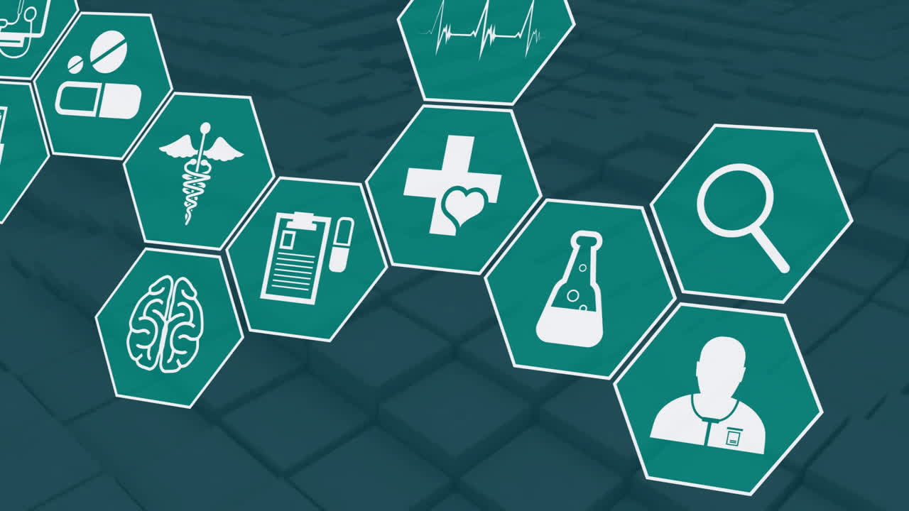 анимация медицинских икон над движущимися формами