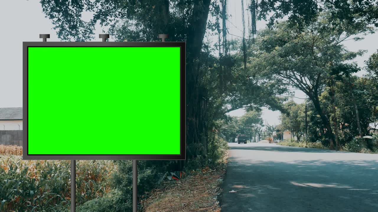 pantalla verde de cartelera callejera o clave de croma con fondo de tráfico de lapso de tiempo. bucle sin costuras para publicidad simulada