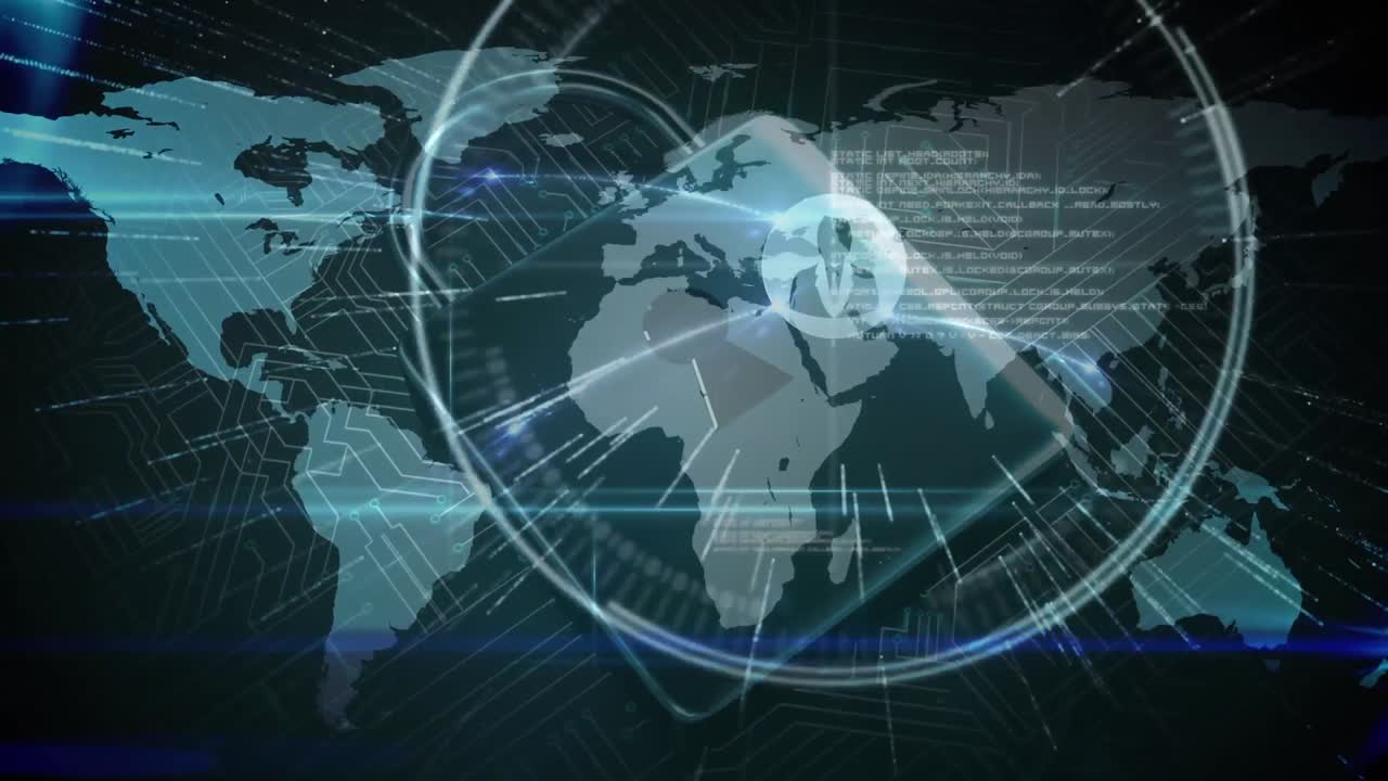 ⁇ 락의 애니메이션과 세계 지도를 배경으로 한 데이터 처리