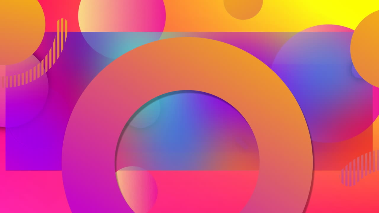 animación de formas en movimiento sobre un fondo naranja.