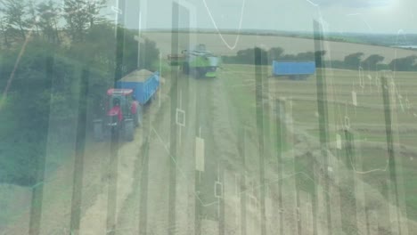 camiones industriales en un campo agrícola
