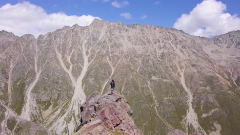 high mountain scenery with hikers