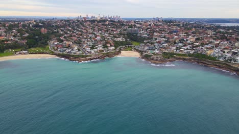 panorama of entire of eastern suburbs with the beaches of bronte and tamarama at new south wales, australia