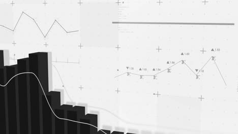 animación de las estadísticas y el procesamiento de datos sobre un fondo blanco