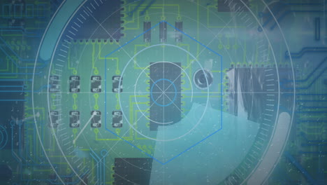 animation of network of connections over scope scanning