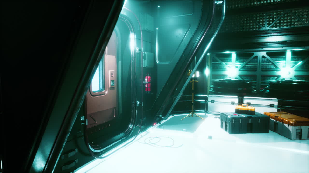 우주선에 있는 공상과학 금속 채널