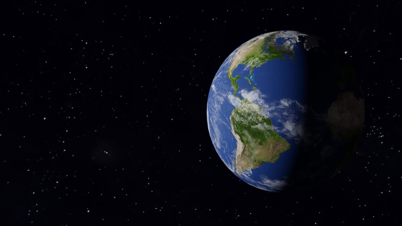 Pianeta Terra dallo spazio che ruota in alta qualità con sfondo galattico. Elementi di questo media forniti dalla NASA. Animazione 3D