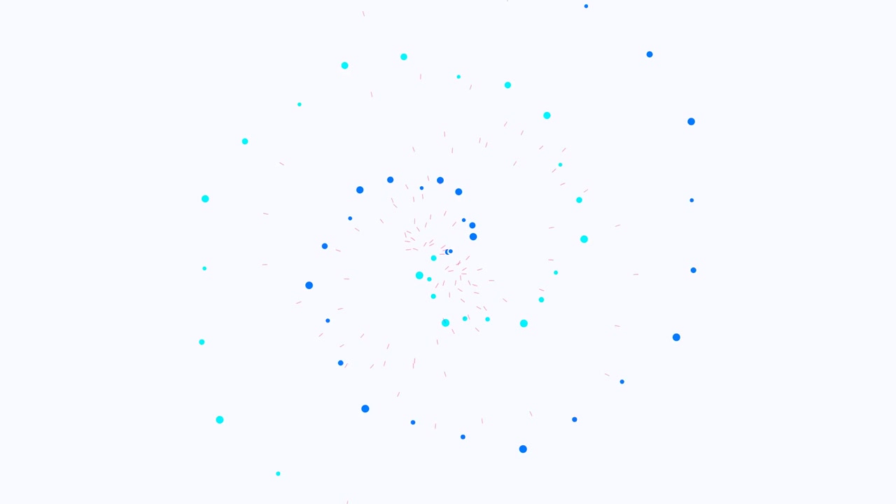 Abstract Animation of Rotating Blue and Cyan Particles