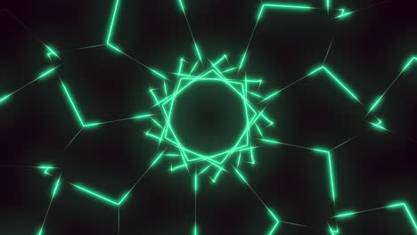 Futuristic-illusion-neon-green-abstract-shapes-on-black-gradient