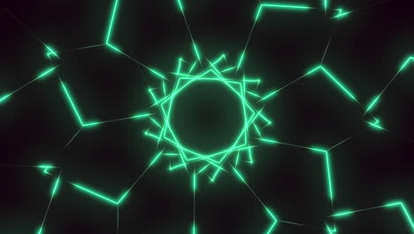 futuristic illusion neon green abstract shapes on black gradient