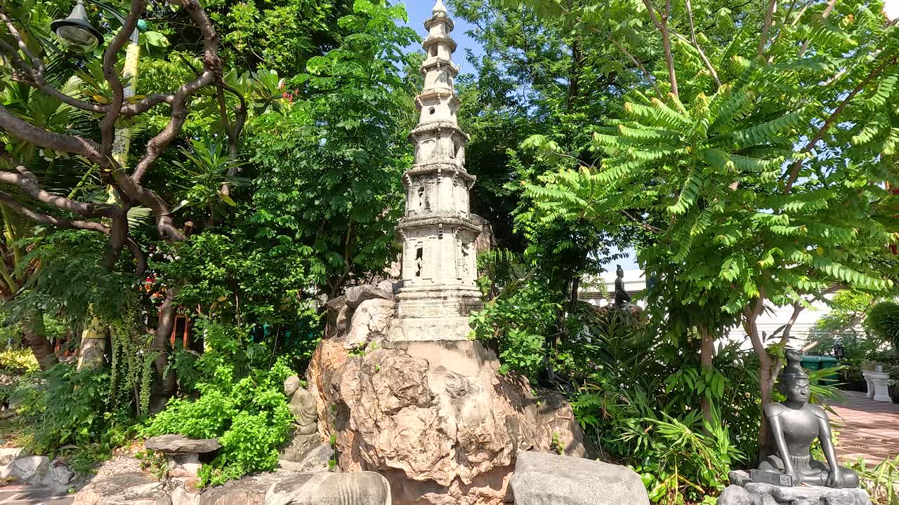 Peaceful pagoda surrounded by lush greenery