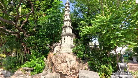 peaceful pagoda surrounded by lush greenery