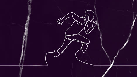 animation of drawing of male runner and shapes on black background