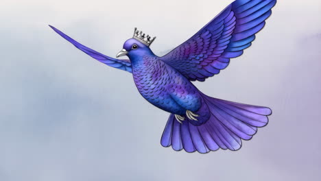 purple crowned dove in flight