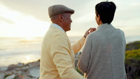 Sunset,-dance-and-senior-couple-at-beach