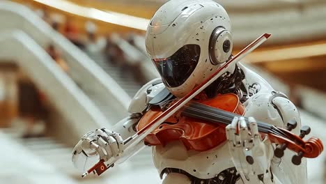 robot playing the violin
