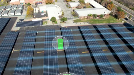 cubierta solar vacía cargando baterías para aparcar coches eléctricos - visualización 3d