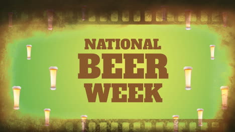 animación del texto de la semana nacional de la cerveza sobre los iconos de la cerveza