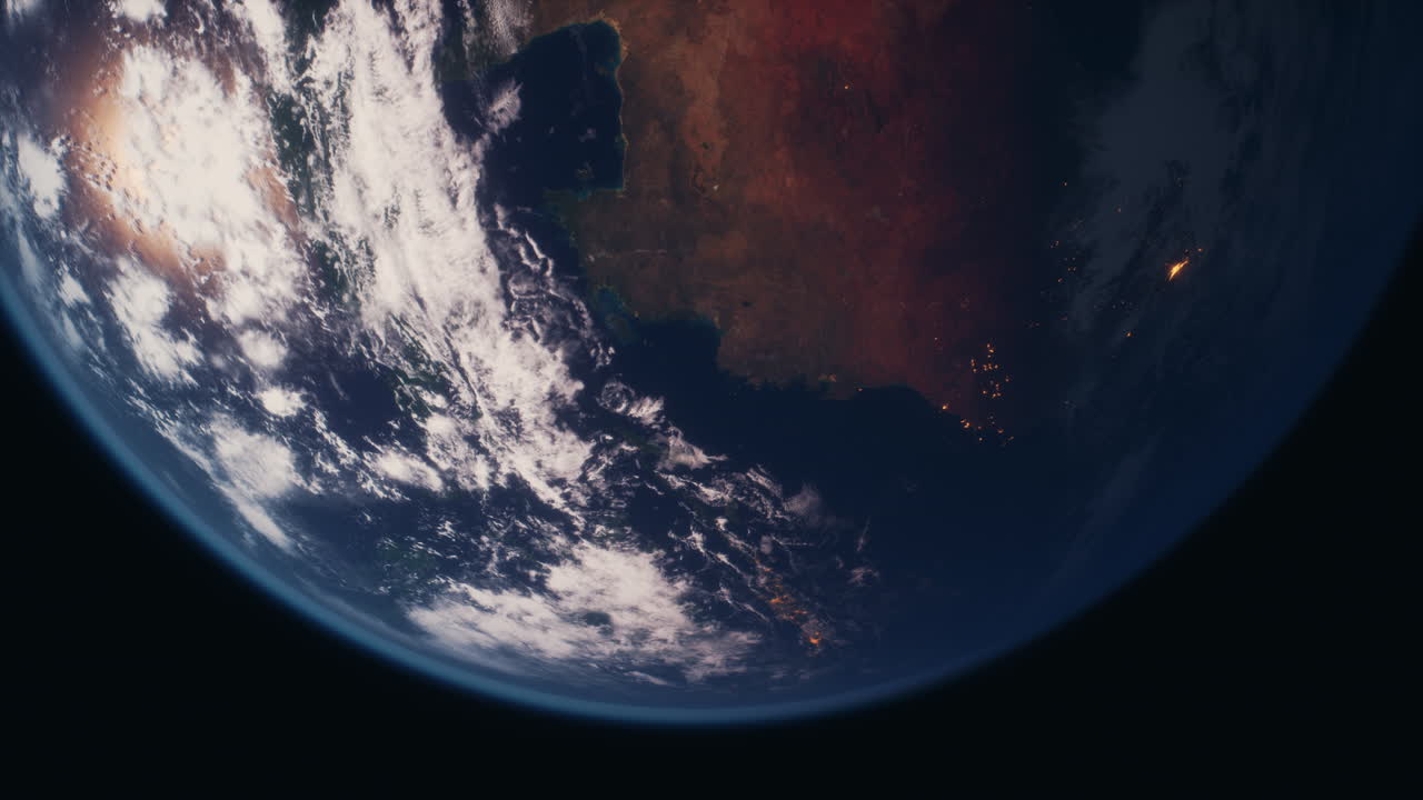 planeta tierra visto desde el espacio por la noche mostrando las luces de los países