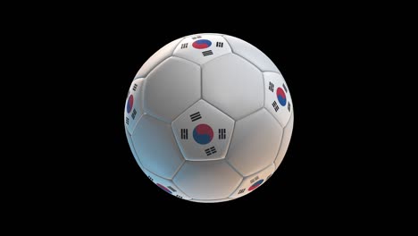 흑색 바탕에 한국 발이 새겨진 축구공 알파 3d 렌더링