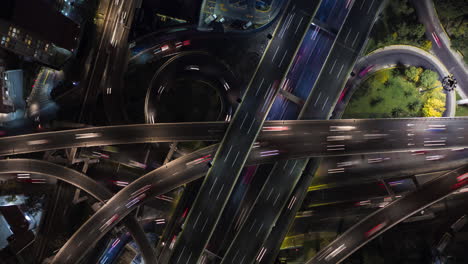 aerial nocturnal hyperlapse of traffic in a freeway in mexico city