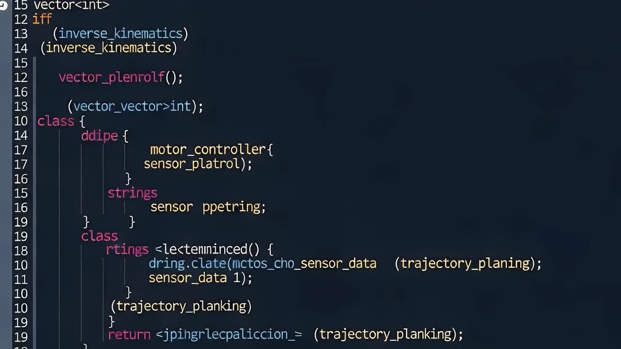 Abstract Computer Code Lines on a Dark Screen