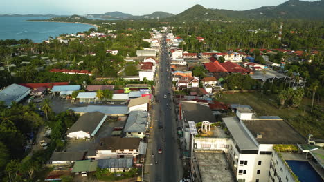 mae nam's main coastal road in northern koh samui, thailand