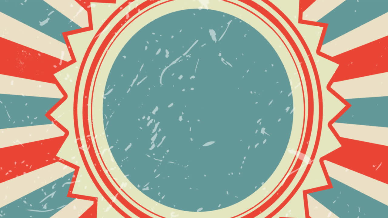 중간에 파란색 복사 공간이 있는 빨간색, 파란색 및 크림색 빈티지 줄무 ⁇ 의 애니메이션