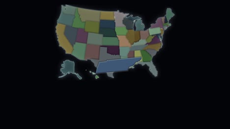 tennessee está resaltado - ee.uu. - mapa de los estados unidos