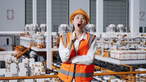 trabajadora de fábrica en un almacén