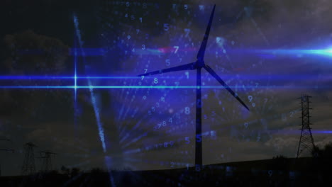 animación del procesamiento de datos sobre la turbina eólica