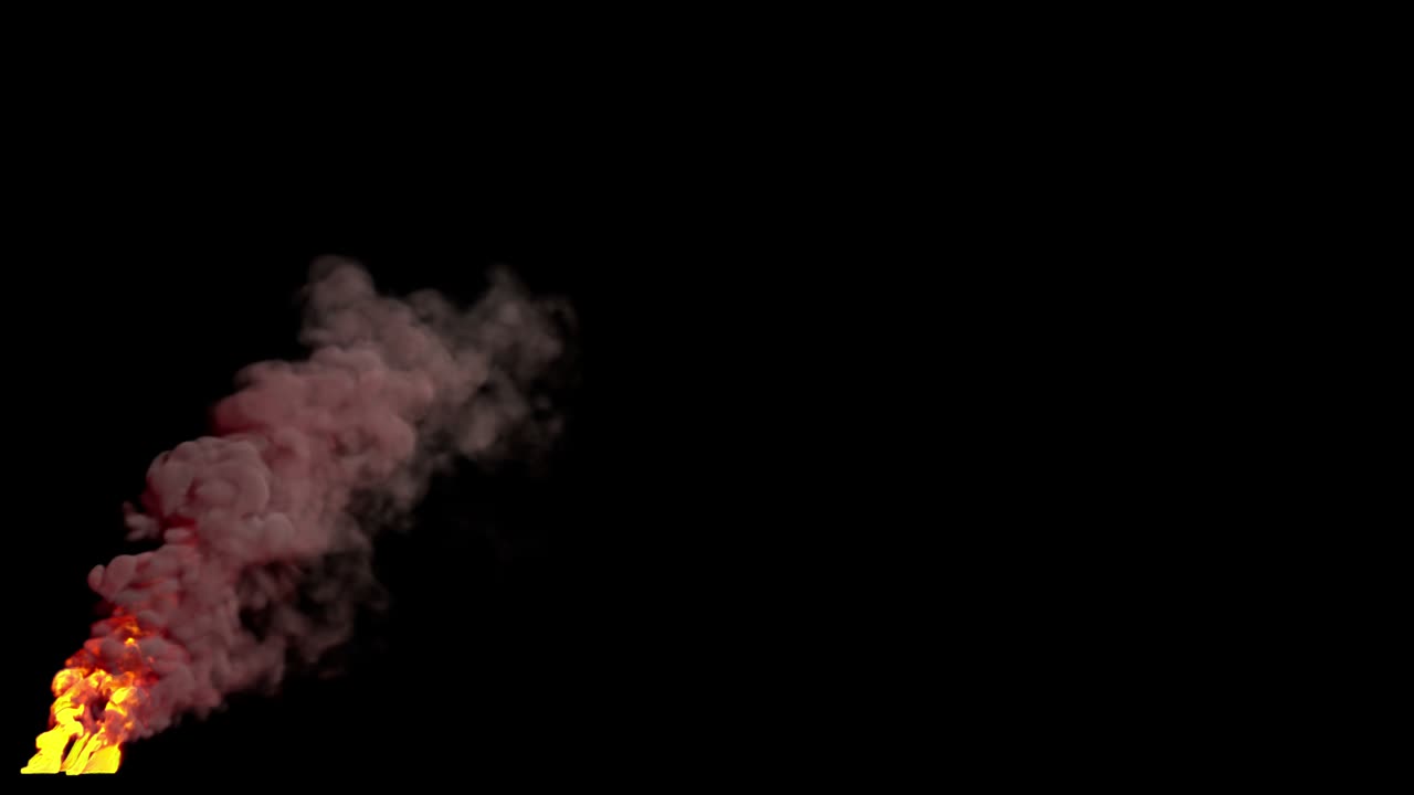fuoco con fumo grigio isolato sul nero