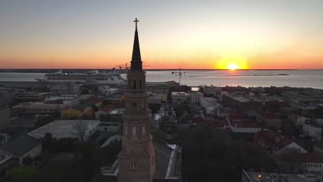 órbita-Aérea-Charleston-Sc,-Iglesia-De-St-Philips-De-Carolina-Del-Sur