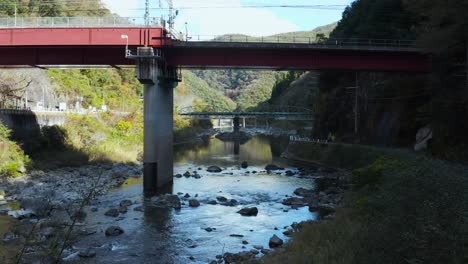 takedao station bridge and river, hyogo japan