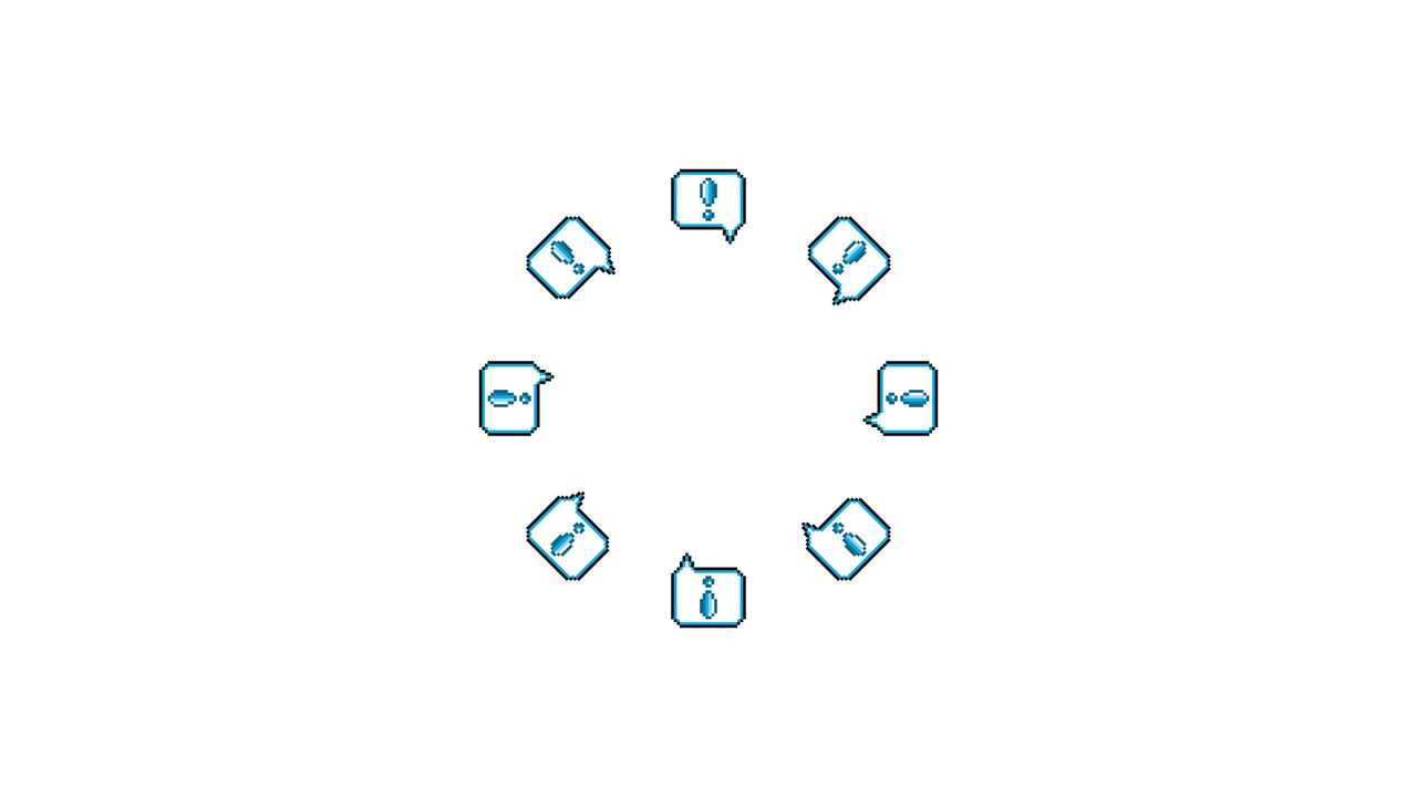 Pixel Art Speech bubble Exclamation mark Spinning Circle Animated Overlay Transparent 30fps (2)