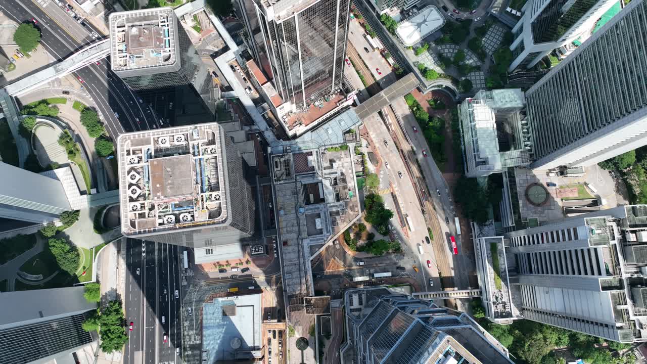 여름 날 에 홍콩 비즈니스 디스트릭트 의 공중 풍경