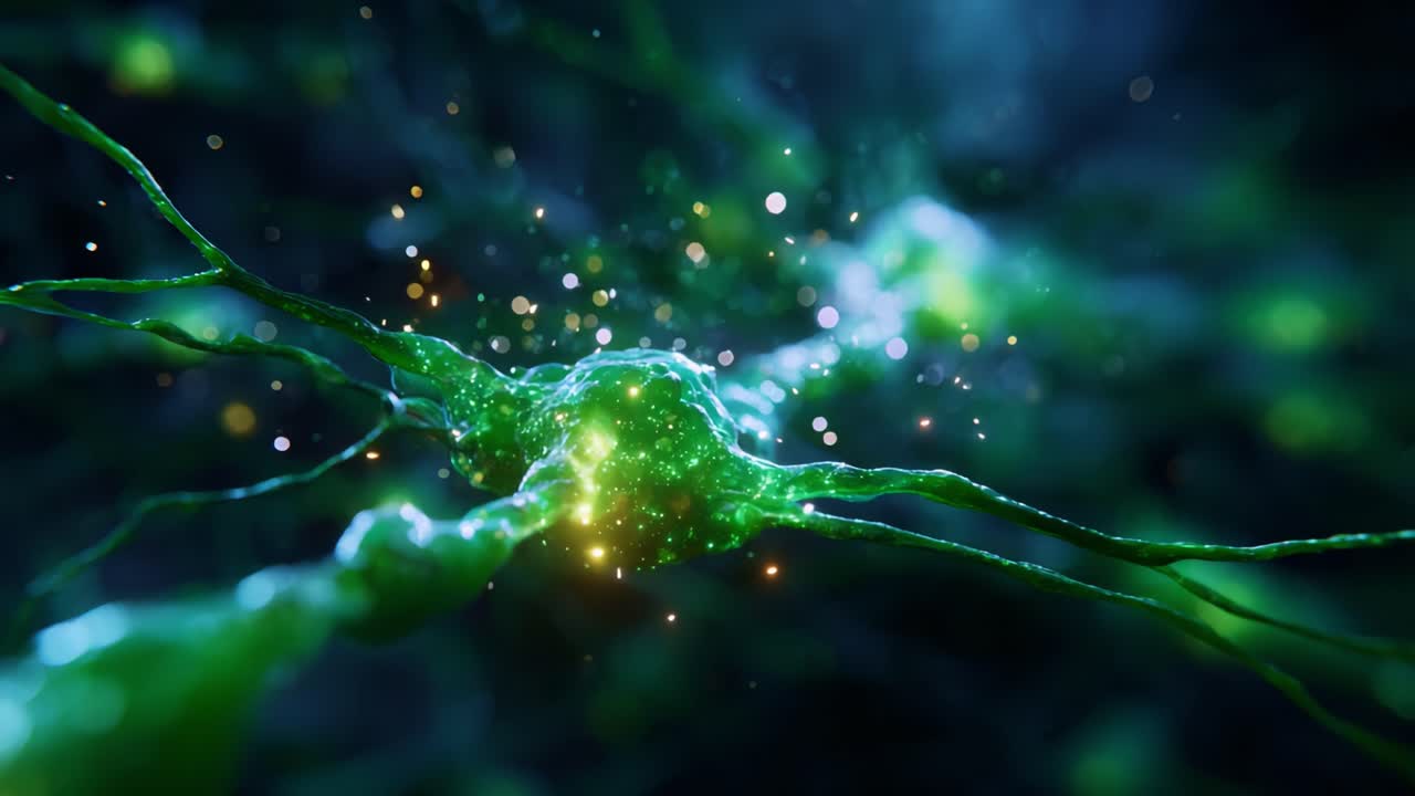 A Stunning Visualization of Neural Activity Highlighting Intricate Connections in a Vibrant Green Network of Neurons Pulsating with Energy and Life