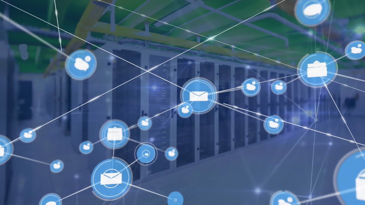 컴퓨터 서버 에 대한 디지털 아이콘 네트워크의 애니메이션