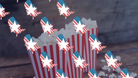 Animation-of-usa-flags-over-pop-corn