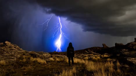 persona en una tormenta