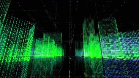 una città digitale con luci al neon luminose