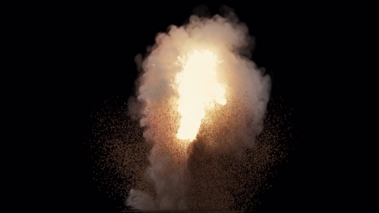 Bright fiery explosion on transparent background