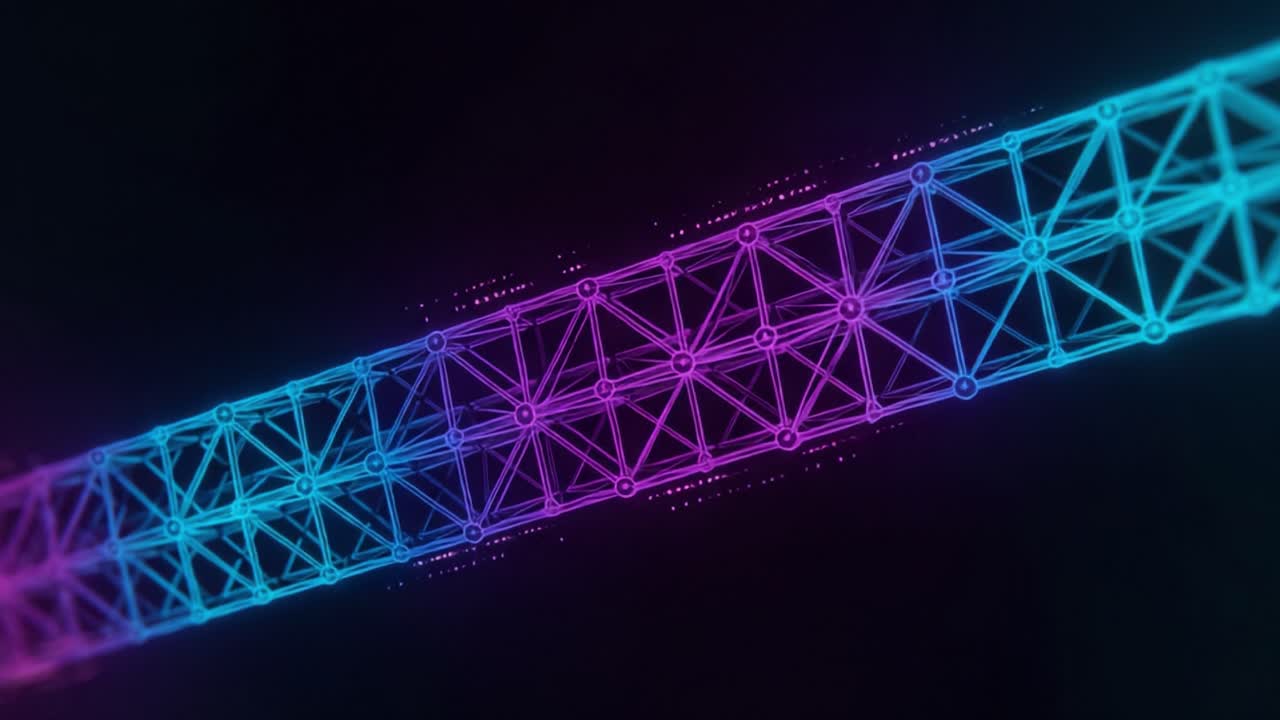 A Stunning Visualization of a Futuristic Geometric Structure, Showcasing Complex Connections and an Eye-Catching Color Gradient from Blue to Purple