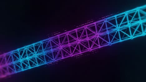 a stunning visualization of a futuristic geometric structure, showcasing complex connections and an eye-catching color gradient from blue to purple
