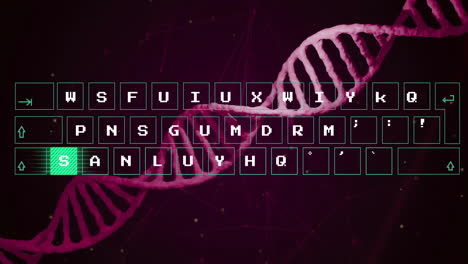 animación del procesamiento de datos sobre el hilado de cadenas de adn